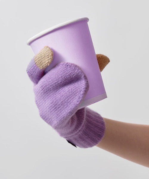 FENNEC（フェネック）の「【FENNEC 】ニットティミ グローブ(ver.4) / FENNEC KNIT TIMI GLOVES_ver.4（手袋・レディース・チャコール/ラベンダー・FREE）」の8枚目の写真