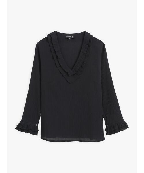 agnes b.(アニエスベー)の「UN11 CHEMISE ノーカラーブラウス(シャツ/ブラウス・レディース・ブラック・40/38/42/36)」の1枚目の写真