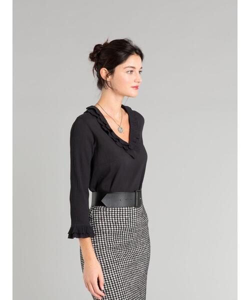agnes b.(アニエスベー)の「UN11 CHEMISE ノーカラーブラウス(シャツ/ブラウス・レディース・ブラック・40/38/42/36)」の5枚目の写真