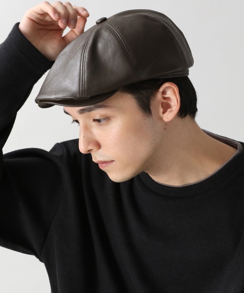 RAGEBLUE(レイジブルー)の「レザータッチキャスハンチング/266061(ハンチング/ベレー帽・メンズ・ブラック/ダークグレー/ダークブラウン・FREE)」の3枚目の写真