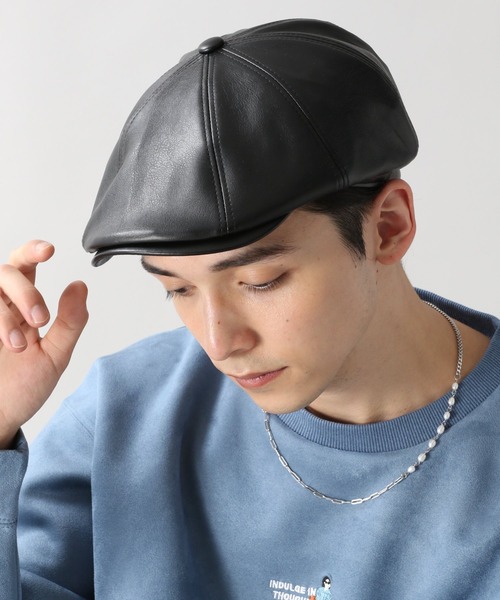 RAGEBLUE(レイジブルー)の「レザータッチキャスハンチング/266061(ハンチング/ベレー帽・メンズ・ブラック/ダークグレー/ダークブラウン・FREE)」の2枚目の写真