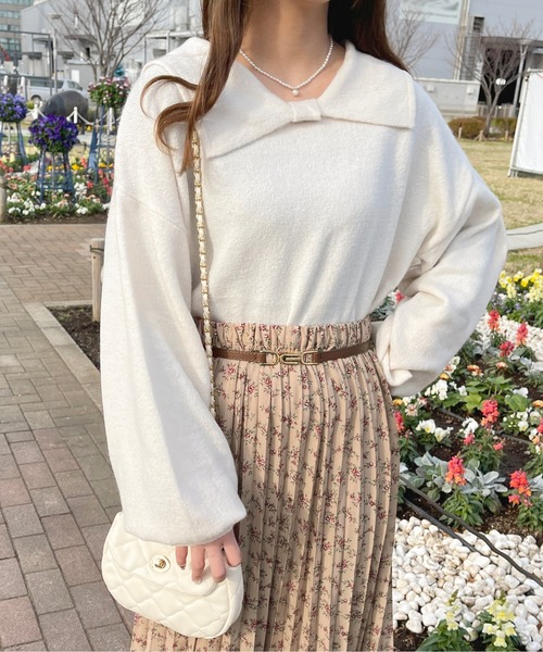 ルネ♡リボン襟ニット リボン襟ニット【ZOZOTOWN限定アイテム】（ニット/セーター）｜apres