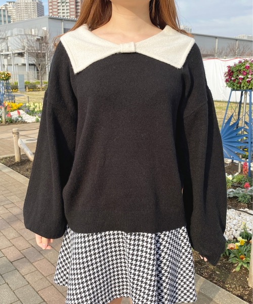 リボン襟ニット【ZOZOTOWN限定アイテム】（ニット/セーター）｜apres