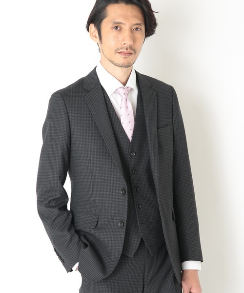 NARROW 杢ウールチェックスーツ