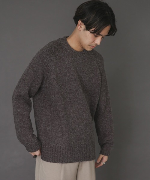 SENSE OF PLACE by URBAN RESEARCH（センスオブプレイスバイアーバンリサーチ）の「ブークレクルーネックセーター（ニット/セーター・メンズ・チャコールグレー/ベージュ/ミント・MEDIUM/LARGE）」の4枚目の写真