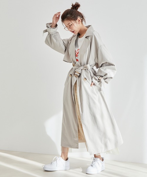 vis-`a-vis（ビサビ）の「【一部店舗限定】ボリュームスリーブロングトレンチコート（トレンチコート・レディース・ベージュ/カーキ/ベージュ系その他・M/S）」の6枚目の写真
