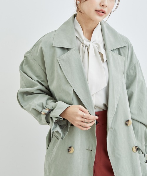 vis-`a-vis（ビサビ）の「【一部店舗限定】ボリュームスリーブロングトレンチコート（トレンチコート・レディース・ベージュ/カーキ/ベージュ系その他・M/S）」の12枚目の写真