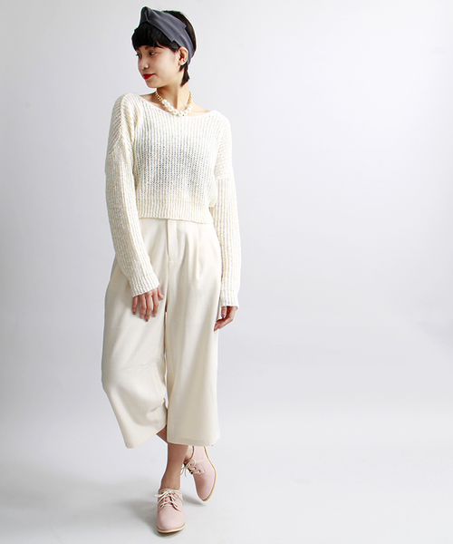 WEGO(ウィゴー)の「WEGO/タックワイドクロップドパンツ(その他パンツ・レディース・ライトグレー/ベージュ/ブルー・FREE)」の3枚目の写真