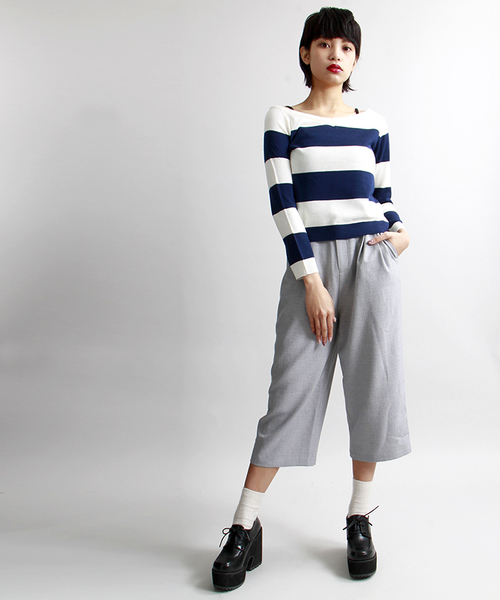 WEGO(ウィゴー)の「WEGO/タックワイドクロップドパンツ(その他パンツ・レディース・ライトグレー/ベージュ/ブルー・FREE)」の9枚目の写真