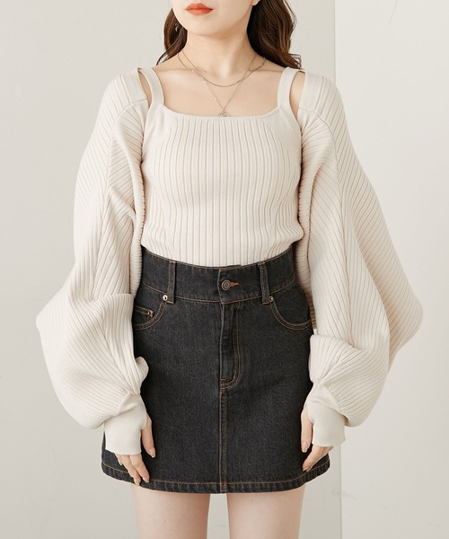 HYKE - ハイク HYKE コットンニット カーディガン ボレロ 長袖 ベルト ショート丈 HYKE - ハイク HYKE コットンニット カーディガン ボレロ 長袖