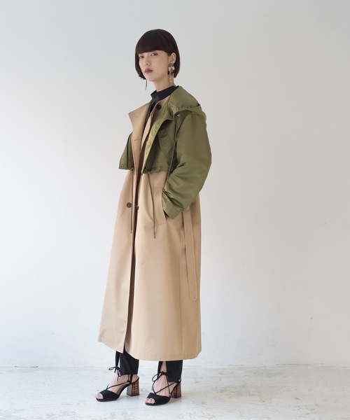 La SRIC（ラスリック）の「La SRIC / ロングトレンチベスト+フードJK（トレンチコート・レディース・キャメル/ネイビー・38）」の9枚目の写真