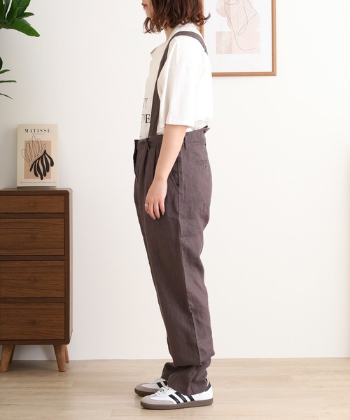 ubasoku（ウバソク）の「【ubasoku】リネン無地サスペンダー付きタックパンツ（その他パンツ・レディース・ブラック/ベージュ/グレー・FREE）」の11枚目の写真
