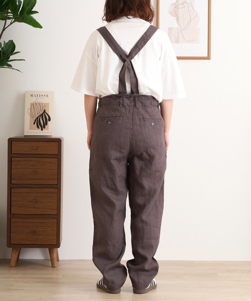 ubasoku（ウバソク）の「【ubasoku】リネン無地サスペンダー付きタックパンツ（その他パンツ・レディース・ブラック/ベージュ/グレー・FREE）」の4枚目の写真