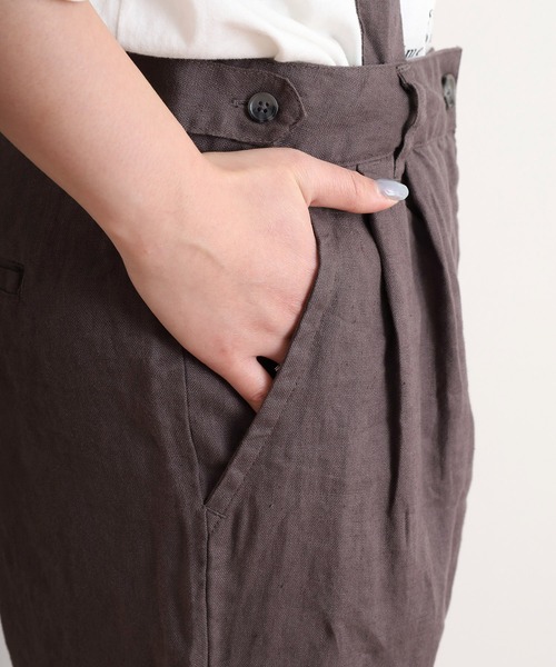 ubasoku（ウバソク）の「【ubasoku】リネン無地サスペンダー付きタックパンツ（その他パンツ・レディース・ブラック/ベージュ/グレー・FREE）」の12枚目の写真