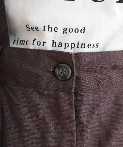 ubasoku（ウバソク）の「【ubasoku】リネン無地サスペンダー付きタックパンツ（その他パンツ・レディース・ブラック/ベージュ/グレー・FREE）」の6枚目の写真