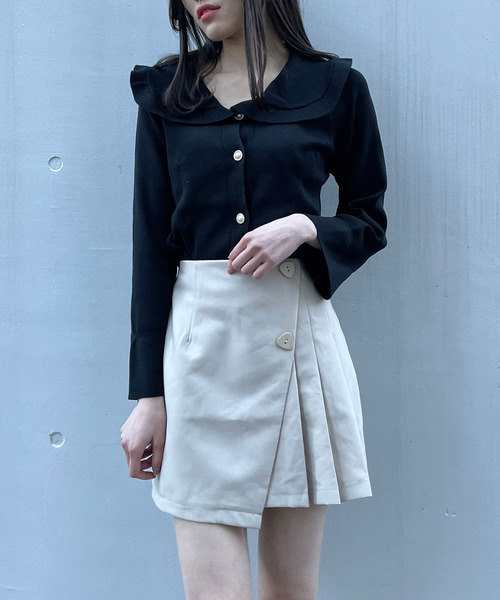 titty＆Co. PETIT（ティティアンドコープティ）の「【titty&Co.PETIT】ラッププリーツスカパン（スカート・レディース・ベージュ/ブラック・SMALL/MEDIUM）」の4枚目の写真