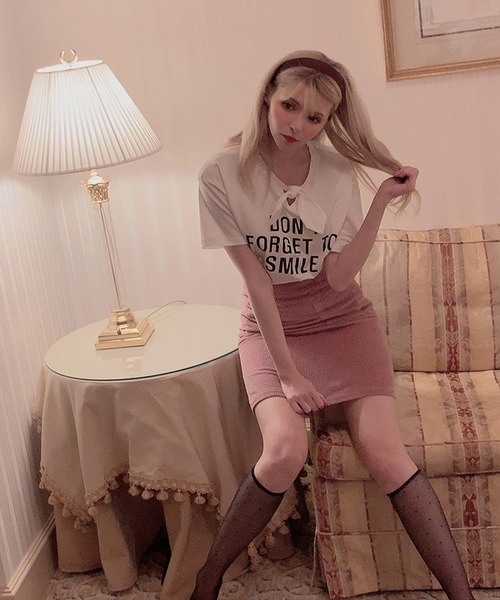 Leja（レジャ）の「【ELCY】リボン付きTシャツ（Tシャツ/カットソー・レディース・アイボリー・FREE）」の3枚目の写真