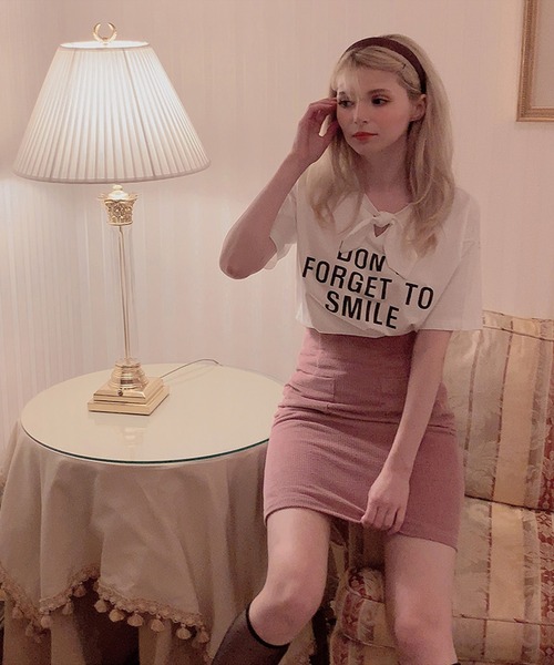 Leja（レジャ）の「【ELCY】リボン付きTシャツ（Tシャツ/カットソー・レディース・アイボリー・FREE）」の2枚目の写真