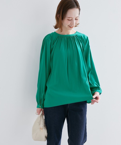 ROPE' PICNIC(ロペピクニック)の「【2WAY】メタルギャザーブラウス(シャツ/ブラウス・レディース・ベージュ/グリーン/サックスブルー/イエロー/チャコールグレー・38)」の18枚目の写真