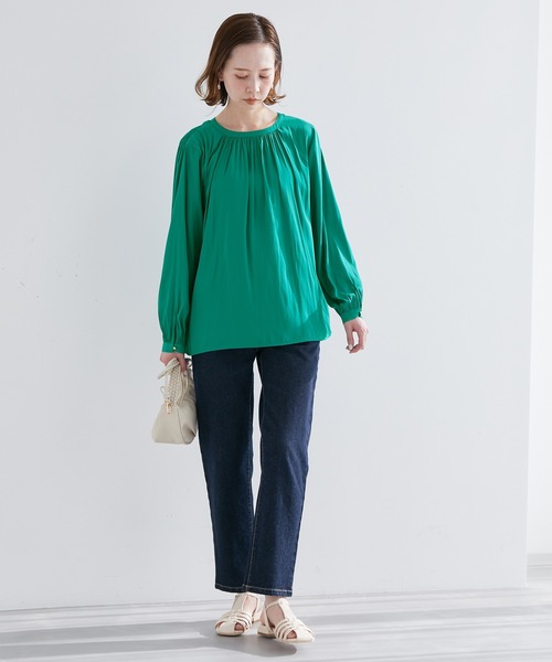 ROPE' PICNIC(ロペピクニック)の「【2WAY】メタルギャザーブラウス(シャツ/ブラウス・レディース・ベージュ/グリーン/サックスブルー/イエロー/チャコールグレー・38)」の19枚目の写真