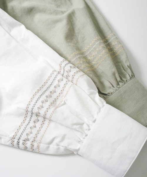 Crisp（クリスプ）の「クロスフラワーパフブラウス（シャツ/ブラウス・レディース・ホワイト/グリーン・FREE）」の11枚目の写真