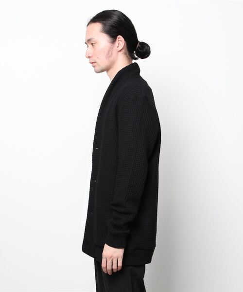 SEAGREEN（シーグリーン）の「SEAGREEN(シーグリーン) [WEB限定] BIG WAFFLE CARDIGAN（カーディガン/ボレロ・メンズ・ブラック・2/3/4/1）」の2枚目の写真