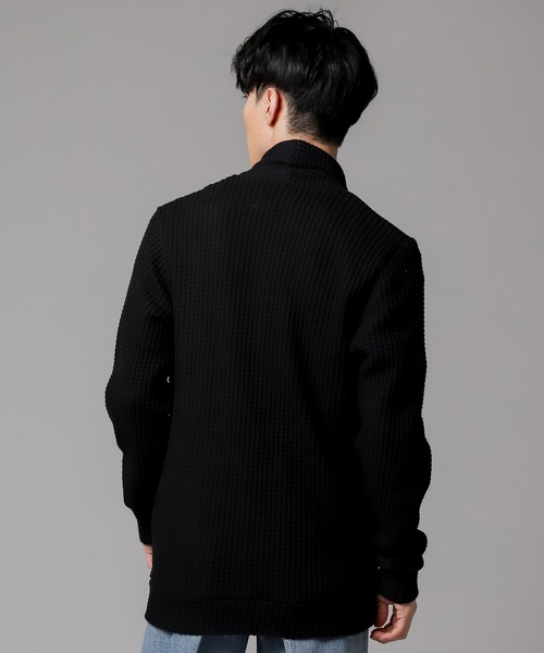 SEAGREEN（シーグリーン）の「SEAGREEN(シーグリーン) [WEB限定] BIG WAFFLE CARDIGAN（カーディガン/ボレロ・メンズ・ブラック・2/3/4/1）」の6枚目の写真