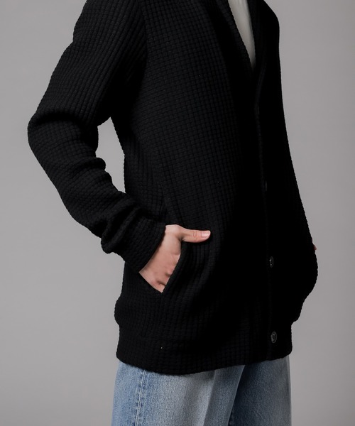 SEAGREEN（シーグリーン）の「SEAGREEN(シーグリーン) [WEB限定] BIG WAFFLE CARDIGAN（カーディガン/ボレロ・メンズ・ブラック・2/3/4/1）」の8枚目の写真