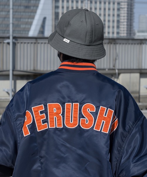 Perushu（ペルーシュ）の「PERUSHUロゴオーバーサイズスタジャン（スタジャン・メンズ・ネイビー/ピンク/オレンジ/ライトグリーン・MEDIUM/LARGE）」の21枚目の写真
