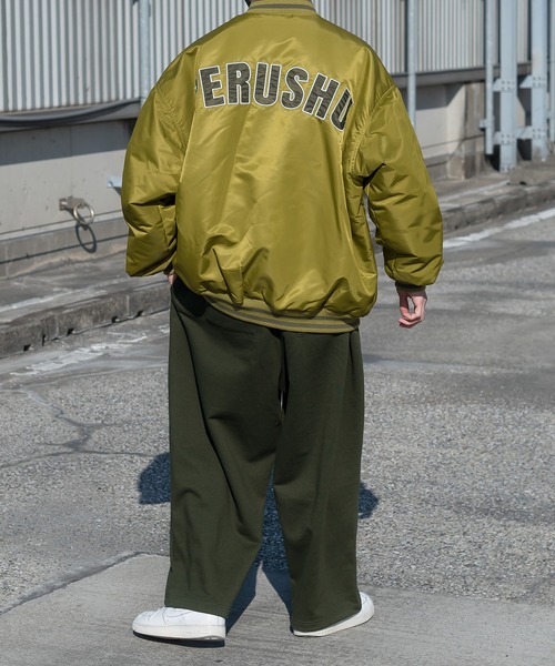 Perushu（ペルーシュ）の「PERUSHUロゴオーバーサイズスタジャン（スタジャン・メンズ・ネイビー/ピンク/オレンジ/ライトグリーン・MEDIUM/LARGE）」の9枚目の写真