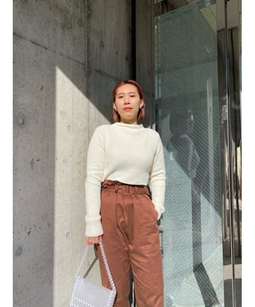 M_（エムアンダーバー）の「【M_】SHORT KNIT トップス（ニット/セーター・レディース・アイボリー/ライトベージュ/ブラック・FREE）」の8枚目の写真