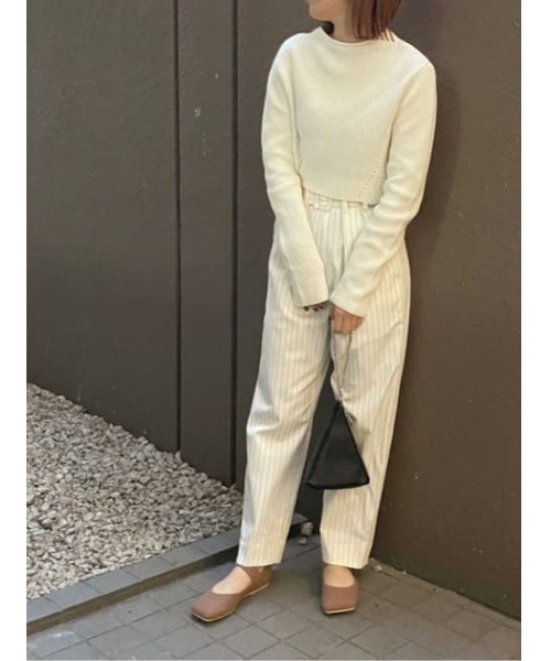 M_（エムアンダーバー）の「【M_】SHORT KNIT トップス（ニット/セーター・レディース・アイボリー/ライトベージュ/ブラック・FREE）」の9枚目の写真