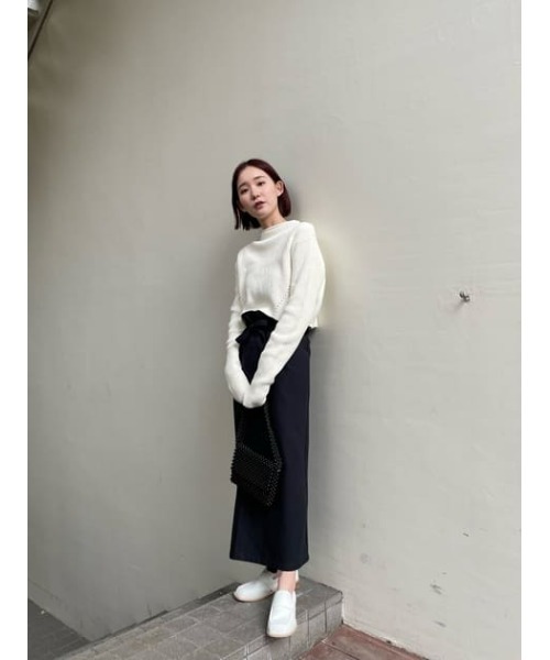 M_（エムアンダーバー）の「【M_】SHORT KNIT トップス（ニット/セーター・レディース・アイボリー/ライトベージュ/ブラック・FREE）」の12枚目の写真