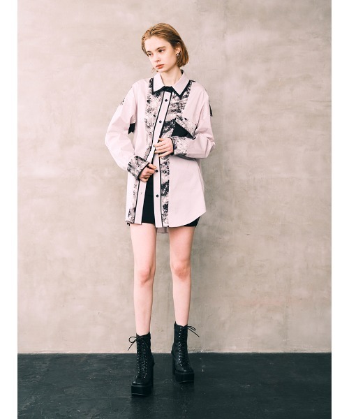 ENVYM（アンビー）の「パターンスウィッチングＳＨ（シャツ/ブラウス・レディース・ブラック/ベージュ・FREE）」の3枚目の写真