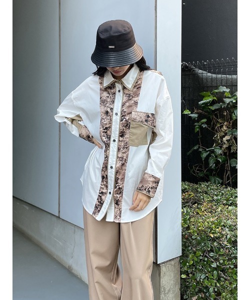 ENVYM（アンビー）の「パターンスウィッチングＳＨ（シャツ/ブラウス・レディース・ブラック/ベージュ・FREE）」の11枚目の写真