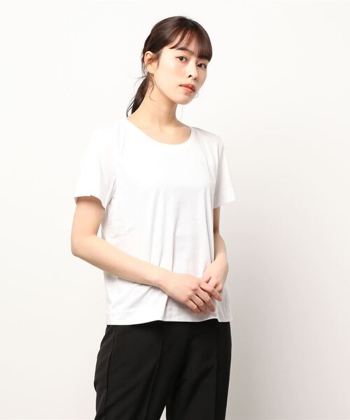 human woman（ヒューマンウーマン）の「オーガニックコットンスムース半袖Ｔシャツ（Tシャツ/カットソー・レディース・グレー/ホワイト・LARGE/MEDIUM）」の5枚目の写真