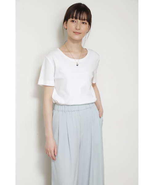 human woman（ヒューマンウーマン）の「オーガニックコットンスムース半袖Ｔシャツ（Tシャツ/カットソー・レディース・グレー/ホワイト・LARGE/MEDIUM）」の9枚目の写真