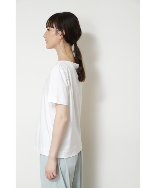 human woman（ヒューマンウーマン）の「オーガニックコットンスムース半袖Ｔシャツ（Tシャツ/カットソー・レディース・グレー/ホワイト・LARGE/MEDIUM）」の6枚目の写真