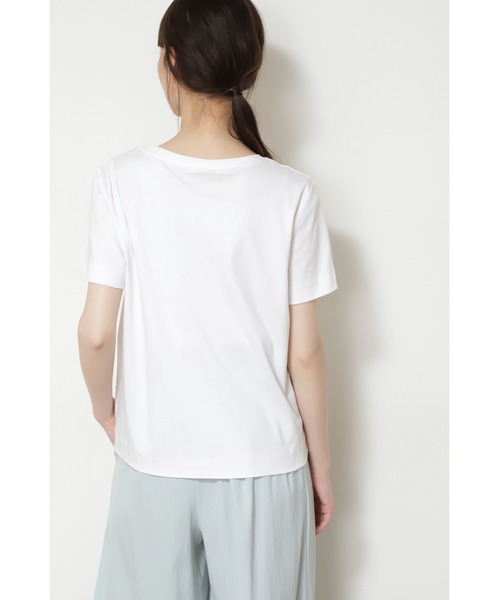 human woman（ヒューマンウーマン）の「オーガニックコットンスムース半袖Ｔシャツ（Tシャツ/カットソー・レディース・グレー/ホワイト・LARGE/MEDIUM）」の3枚目の写真