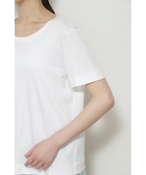 human woman（ヒューマンウーマン）の「オーガニックコットンスムース半袖Ｔシャツ（Tシャツ/カットソー・レディース・グレー/ホワイト・LARGE/MEDIUM）」の4枚目の写真