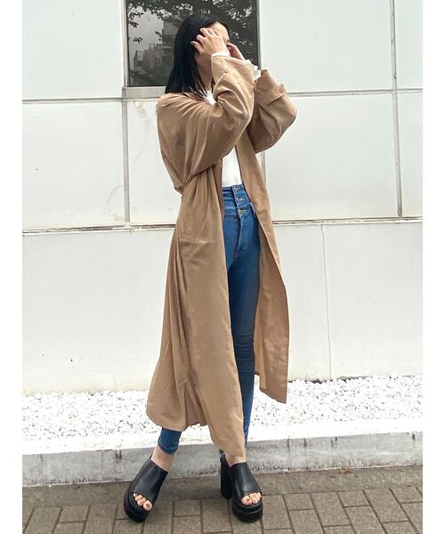 EMODA（エモダ）の「ルーズトレンチコート（トレンチコート・レディース・グレー/ベージュ/パープル・FREE）」の6枚目の写真