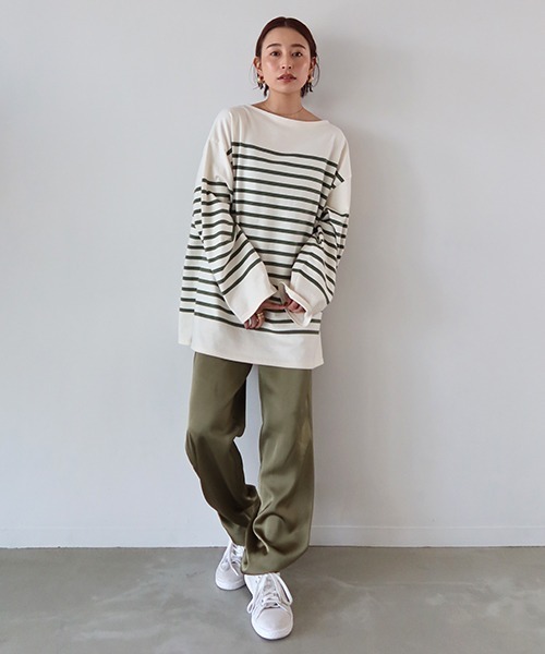 CREDONA(クレドナ)の「パネルボーダービッグLS(Tシャツ/カットソー・レディース・ブラック/ピンク/グリーン・FREE)」の16枚目の写真