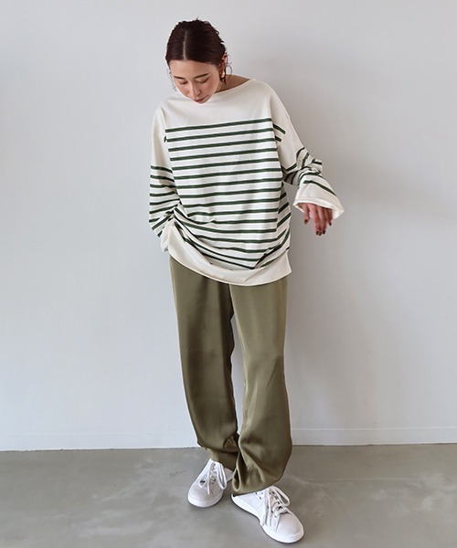 CREDONA(クレドナ)の「パネルボーダービッグLS(Tシャツ/カットソー・レディース・ブラック/ピンク/グリーン・FREE)」の15枚目の写真
