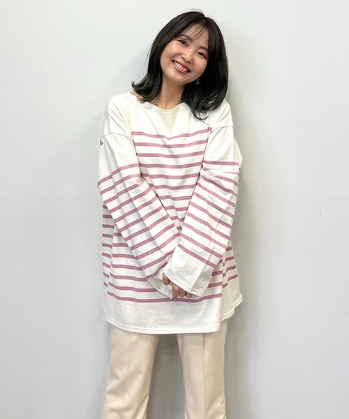 CREDONA(クレドナ)の「パネルボーダービッグLS(Tシャツ/カットソー・レディース・ブラック/ピンク/グリーン・FREE)」の22枚目の写真