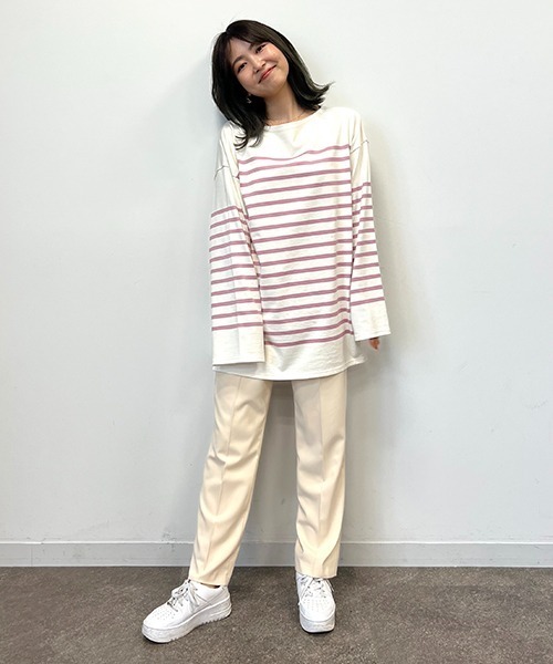 CREDONA(クレドナ)の「パネルボーダービッグLS(Tシャツ/カットソー・レディース・ブラック/ピンク/グリーン・FREE)」の20枚目の写真