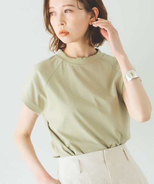 B:MING by BEAMS(ビーミングバイビームス)の「B:MING by BEAMS / フレンチ モックネック プルオーバー 22SS(Tシャツ/カットソー・レディース・スミクロ/ライトブルー/ホワイト/セージグリーン・ONE SIZE)」の7枚目の写真