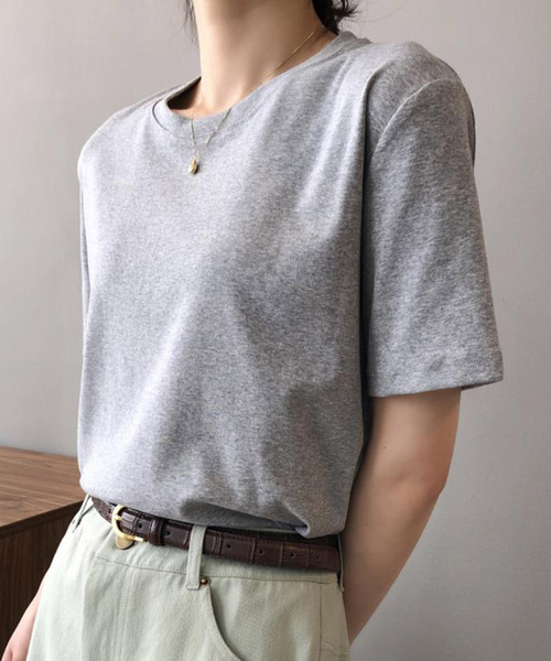 Bifrost(ビフレスト)の「ベーシッククルーネックTシャツ(Tシャツ/カットソー・レディース・ブラック/ベージュ/グレー/ピンク/オレンジ/ブルー/グリーン・F)」の1枚目の写真