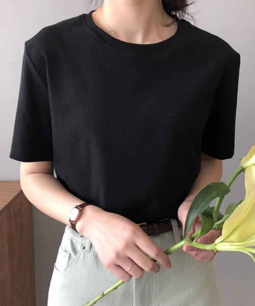 Bifrost(ビフレスト)の「ベーシッククルーネックTシャツ(Tシャツ/カットソー・レディース・ブラック/ベージュ/グレー/ピンク/オレンジ/ブルー/グリーン・F)」の2枚目の写真