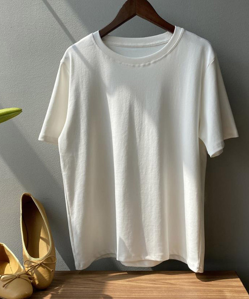Bifrost(ビフレスト)の「ベーシッククルーネックTシャツ(Tシャツ/カットソー・レディース・ブラック/ベージュ/グレー/ピンク/オレンジ/ブルー/グリーン・F)」の9枚目の写真