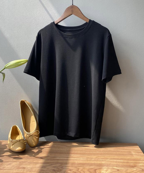 Bifrost(ビフレスト)の「ベーシッククルーネックTシャツ(Tシャツ/カットソー・レディース・ブラック/ベージュ/グレー/ピンク/オレンジ/ブルー/グリーン・F)」の11枚目の写真